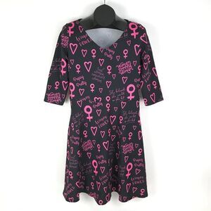 Popsy Clothing Cherish Girl Power Midi Dress US Size 10 V-Neck Pockets Stretch